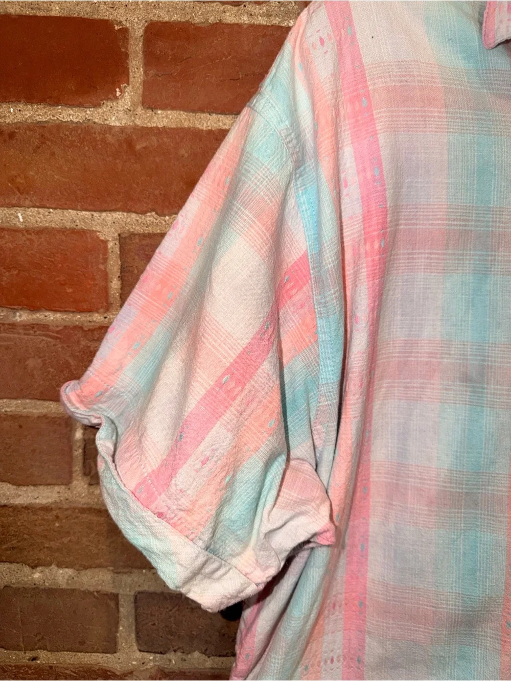 Pastel Pink & Mint Striped Button-Up Shirt
